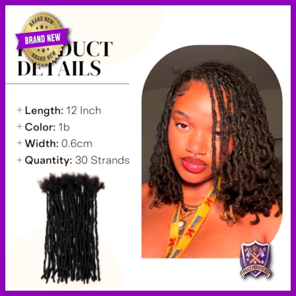 12 Inch Human Hair Dreadlock Extensions, 30 Strands, Permanent Interlocking Locs